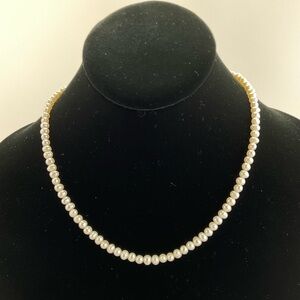 White Pearl Necklace, Oval Fresh Water Pearls, June Birth Stone, 17 1/2” Long